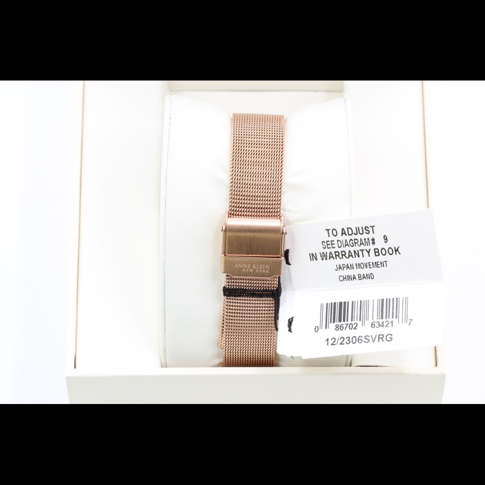 Anne Klein Womens Rose Gold Mesh Watch Crystal New - Picture 7 of 8
